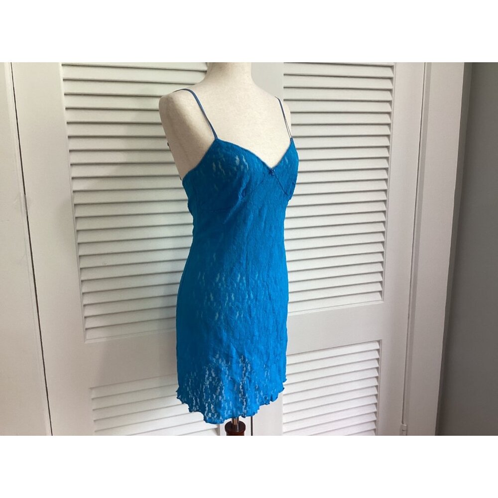 August Moon Intimates Lace Slip Dress Babydoll blue Size M Y2K fairy - Picture 3 of 15
